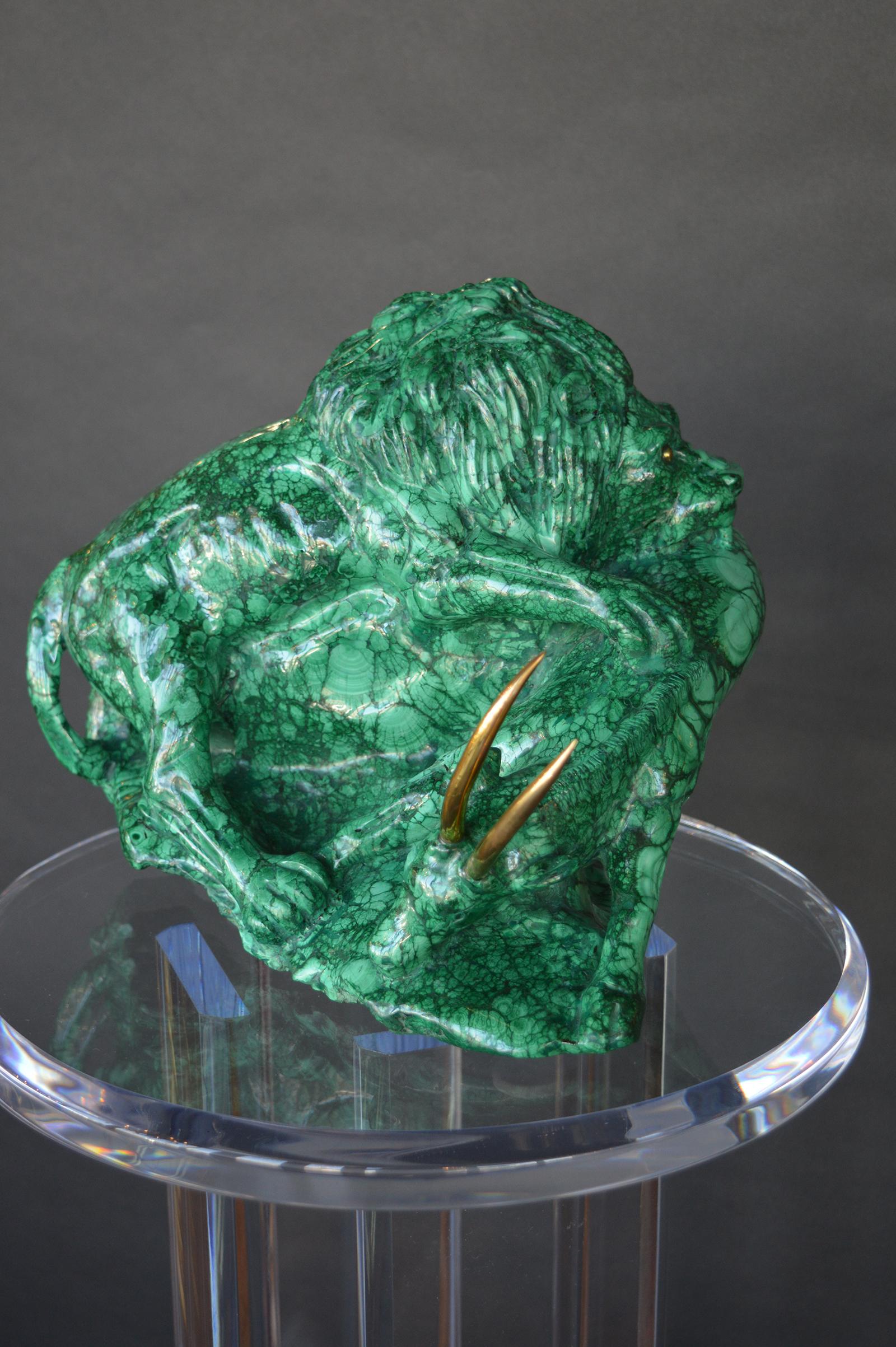 Malachite Sculpture with Acrylic Pedestal In New Condition In Los Angeles, CA