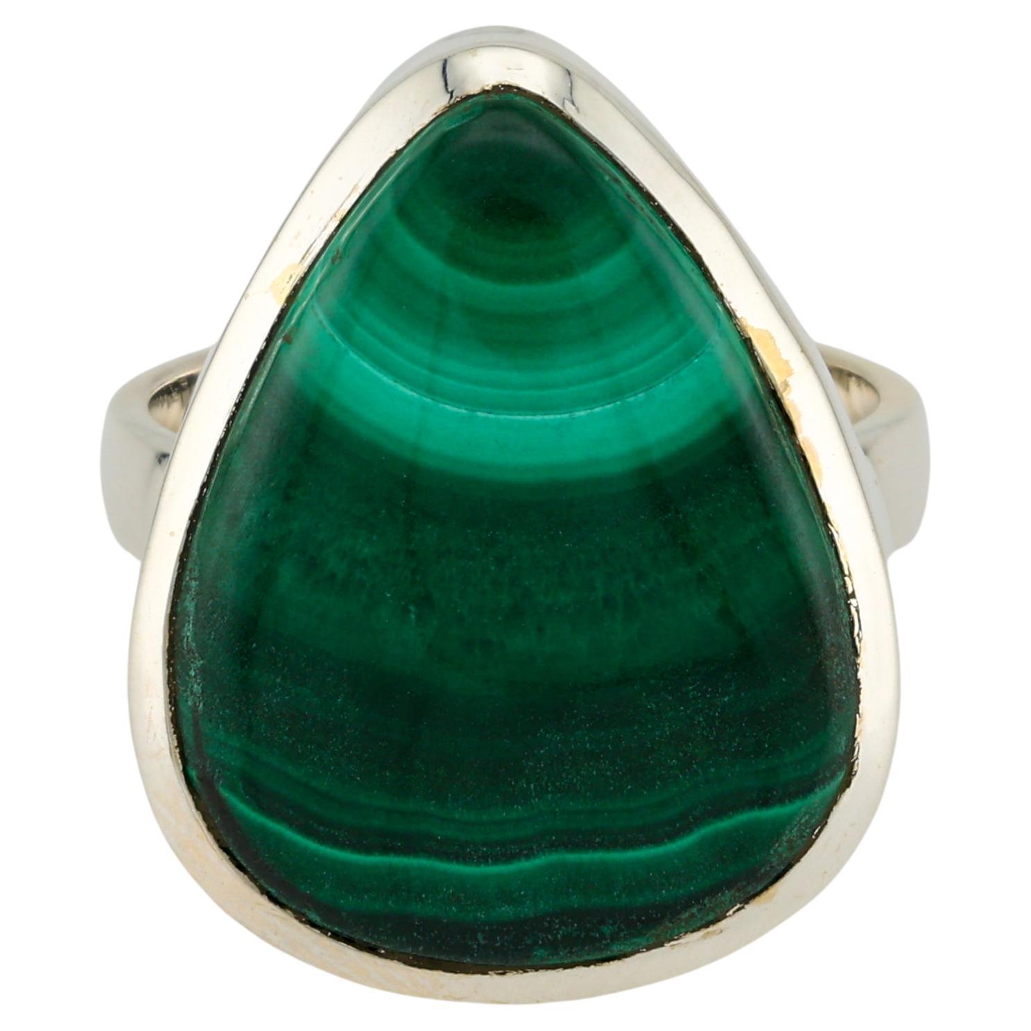 Malachite silver ring