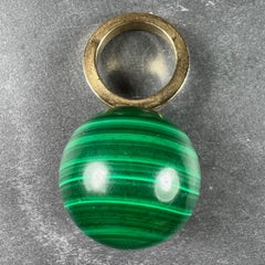 Malachite Sphere 18 Karat Yellow Gold Ring Pendant