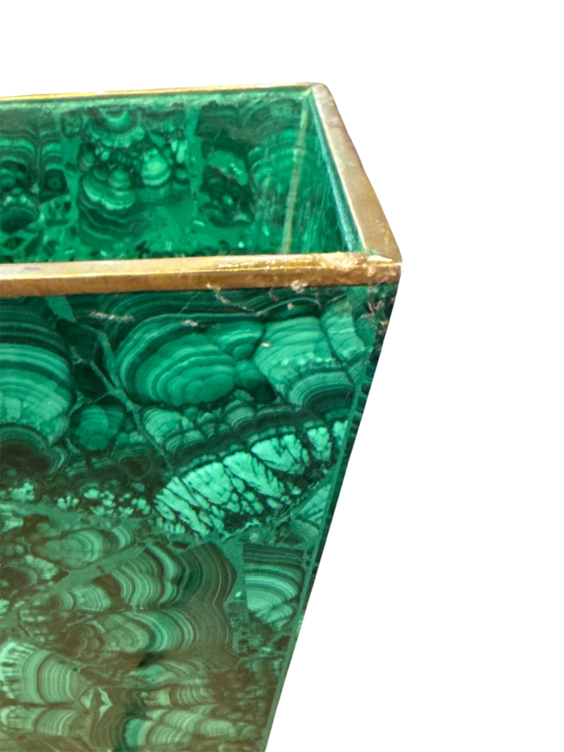 20th Century Malachite Square Planter For Sale