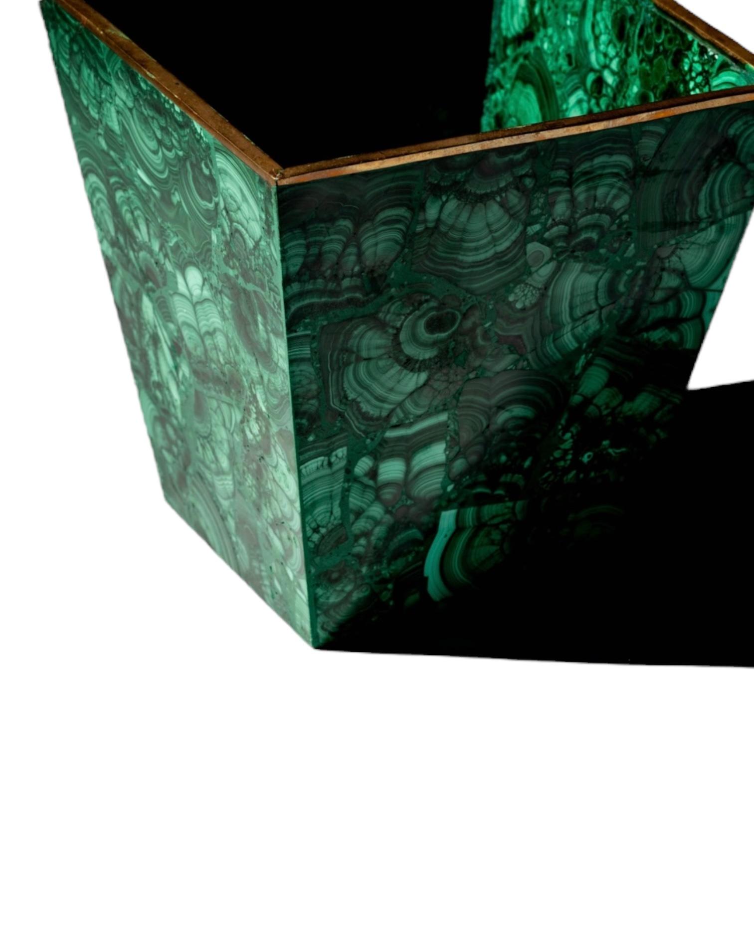 French Malachite Square Planter For Sale