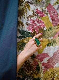 Malachite Statement Cocktail Ring 14 K in Yellow Gold F. by the Artist