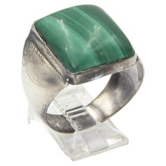 Vintage Malachite Sterling Men's Ring