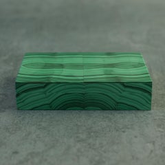 Malachite Stone and Silver Box, Circa 1960