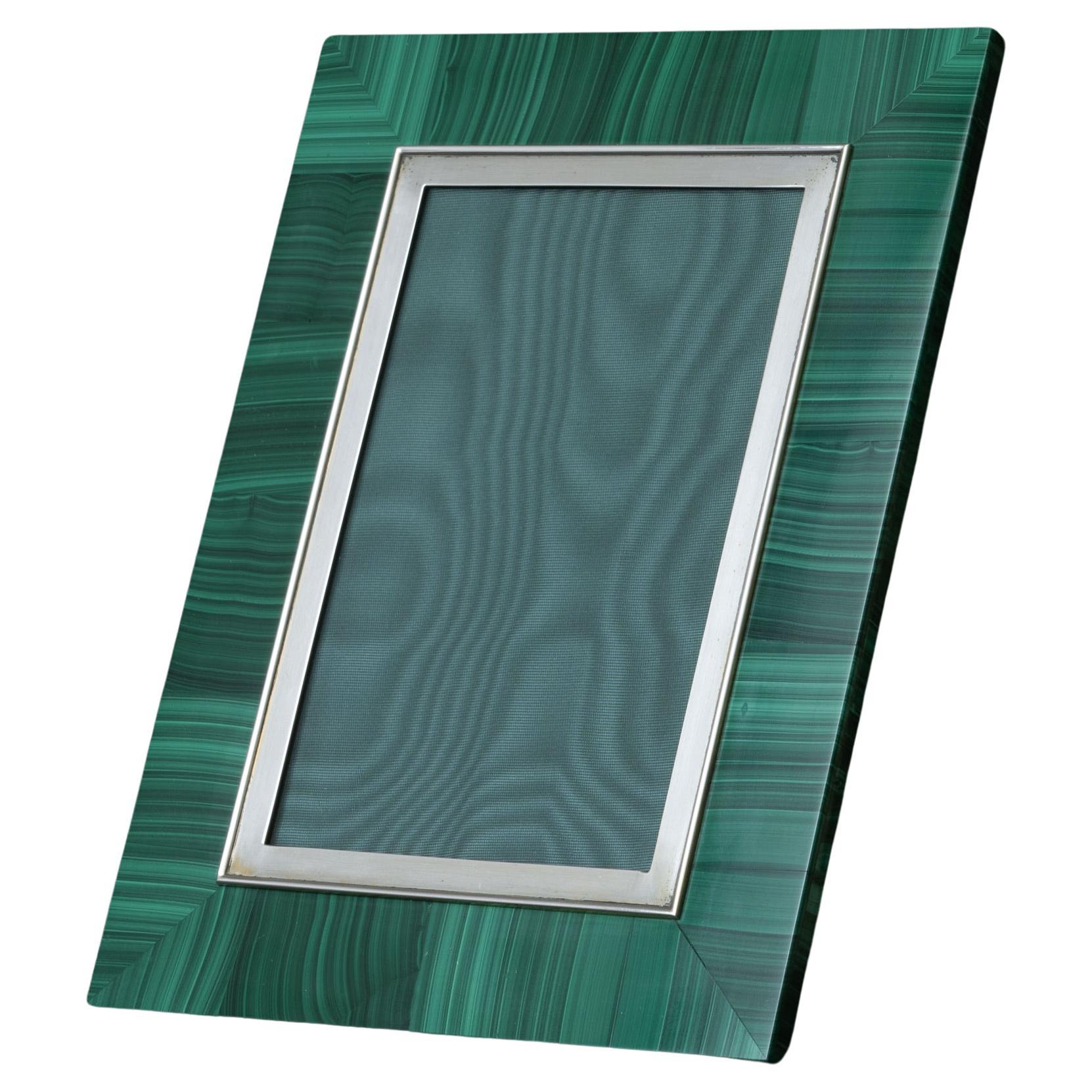 Malachite Stone and Silver Frame, circa 1970