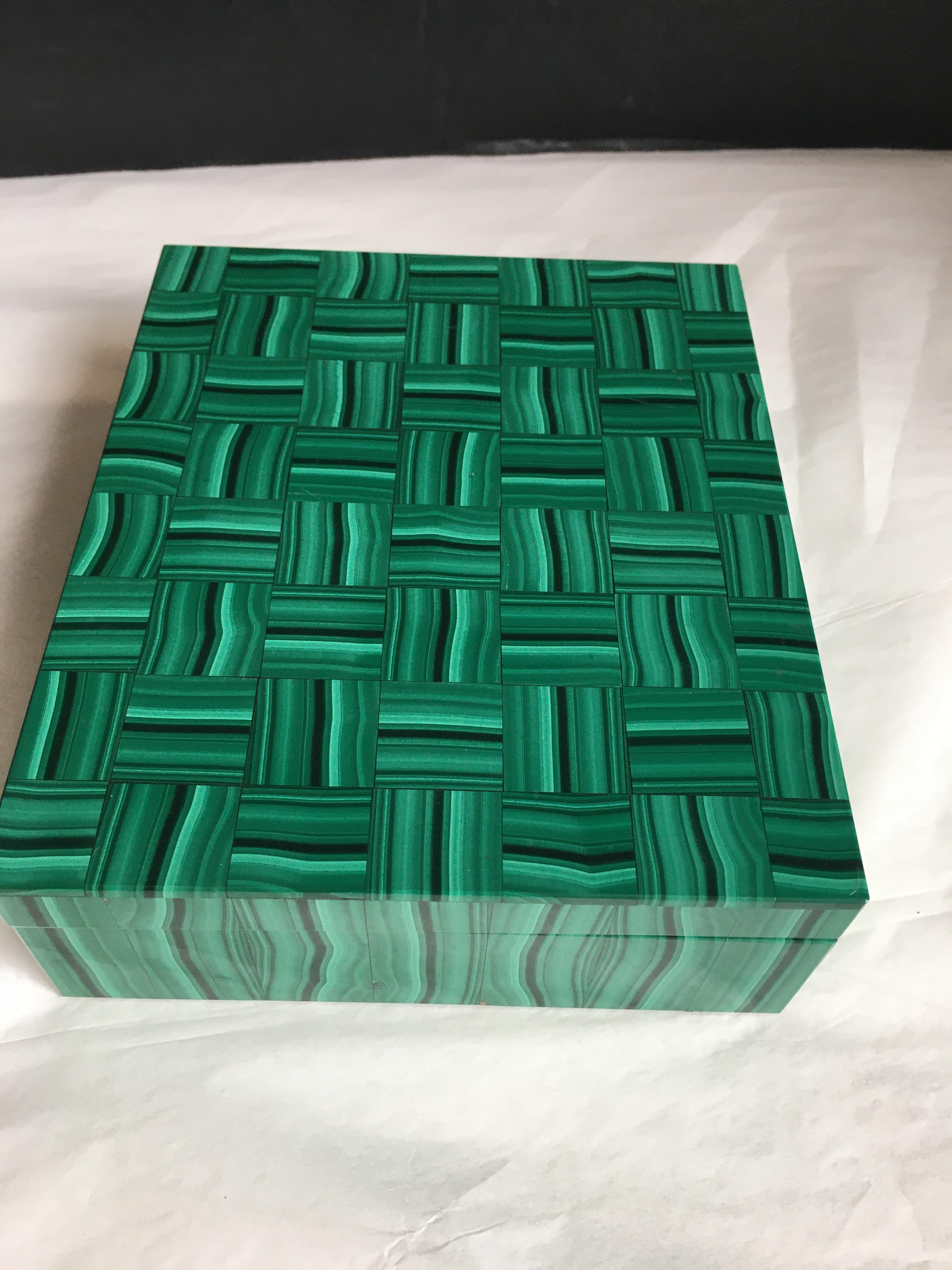 A malachite tessellated box.