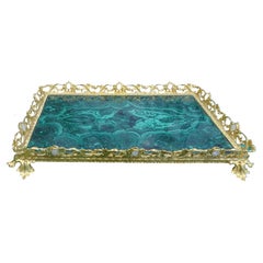 Malachite Tray Golden Bronze and Crystal