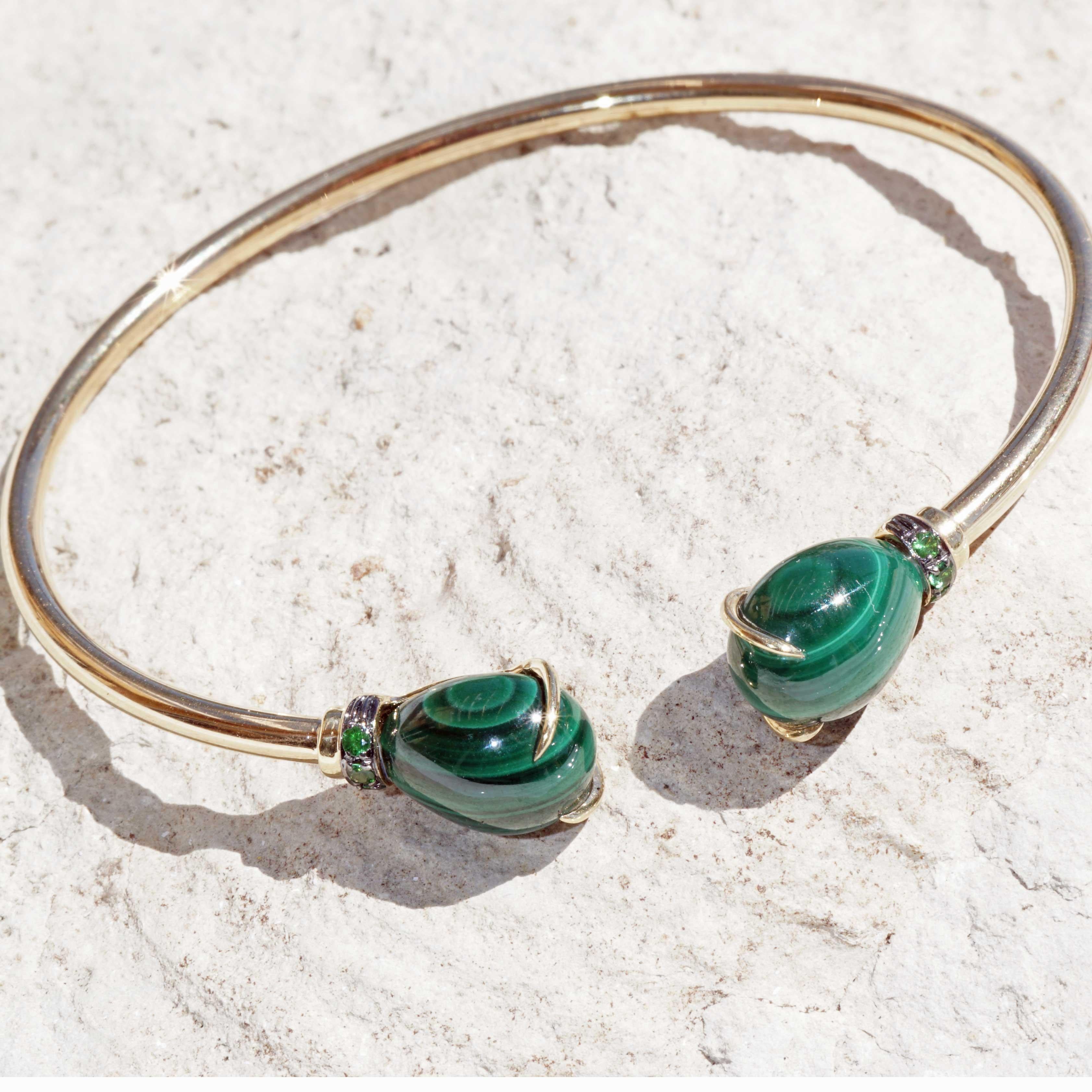 Malachit- Tsavorit-Armband 7 ct sehr schönes, elegantes, traditionelles, italienisches, handgefertigtes Armband im Zustand „Neu“ im Angebot in Viena, Viena