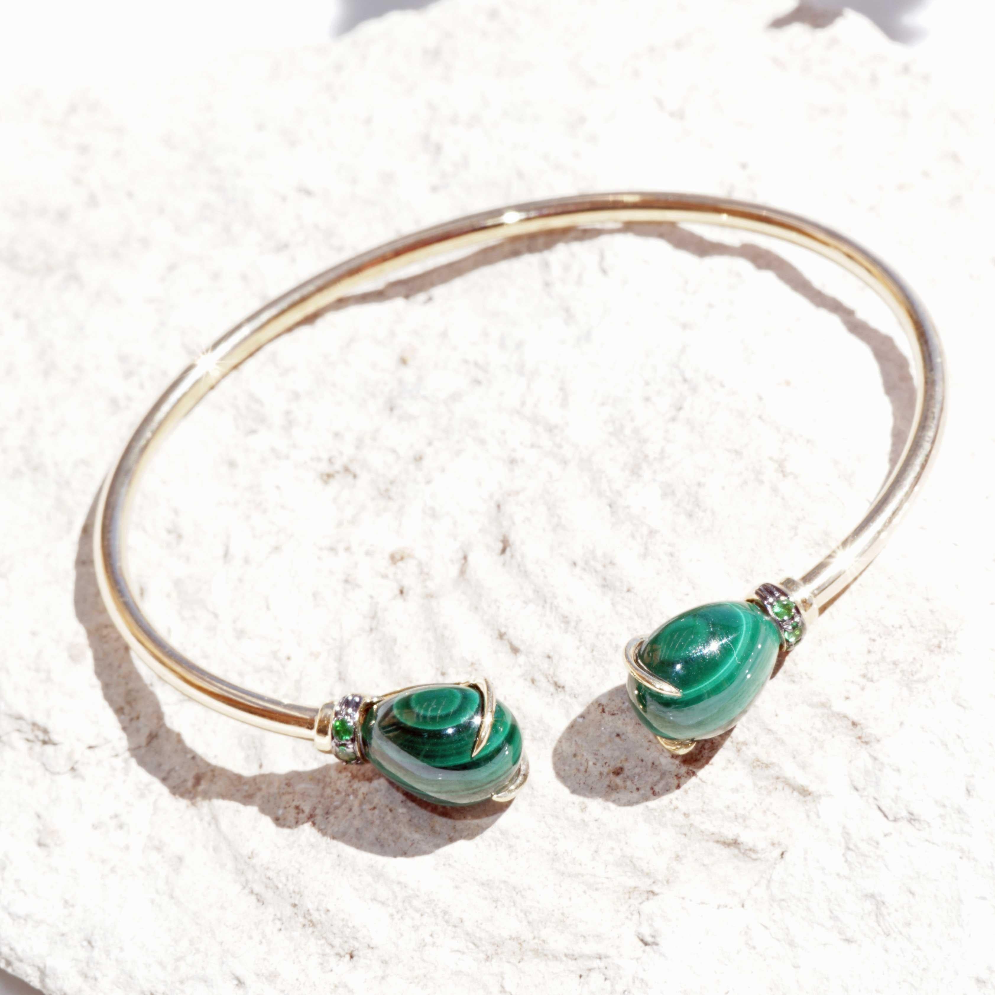Malachit- Tsavorit-Armband 7 ct sehr schönes, elegantes, traditionelles, italienisches, handgefertigtes Armband im Angebot 3