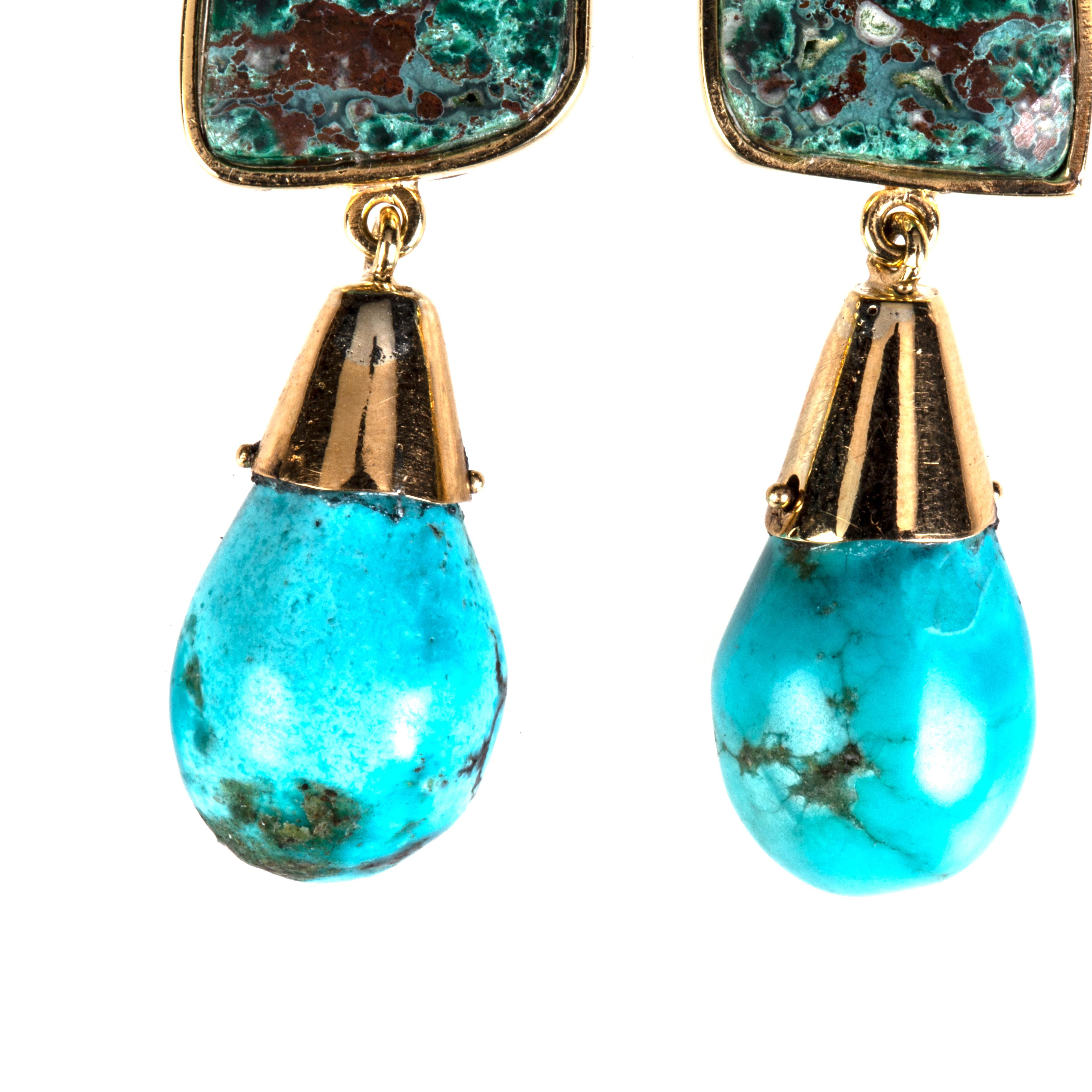Earrings green blu malachite irregular stone, turquoise drop, 18 k gold 6,40 gr.
All Giulia Colussi jewelry is new and has never been previously owned or worn. Each item will arrive at your door beautifully gift wrapped in our boxes, put inside an