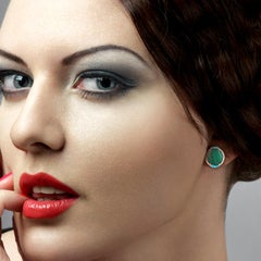 Malachite Turquoise Diamond 14 Karat Gold Stud Earrings