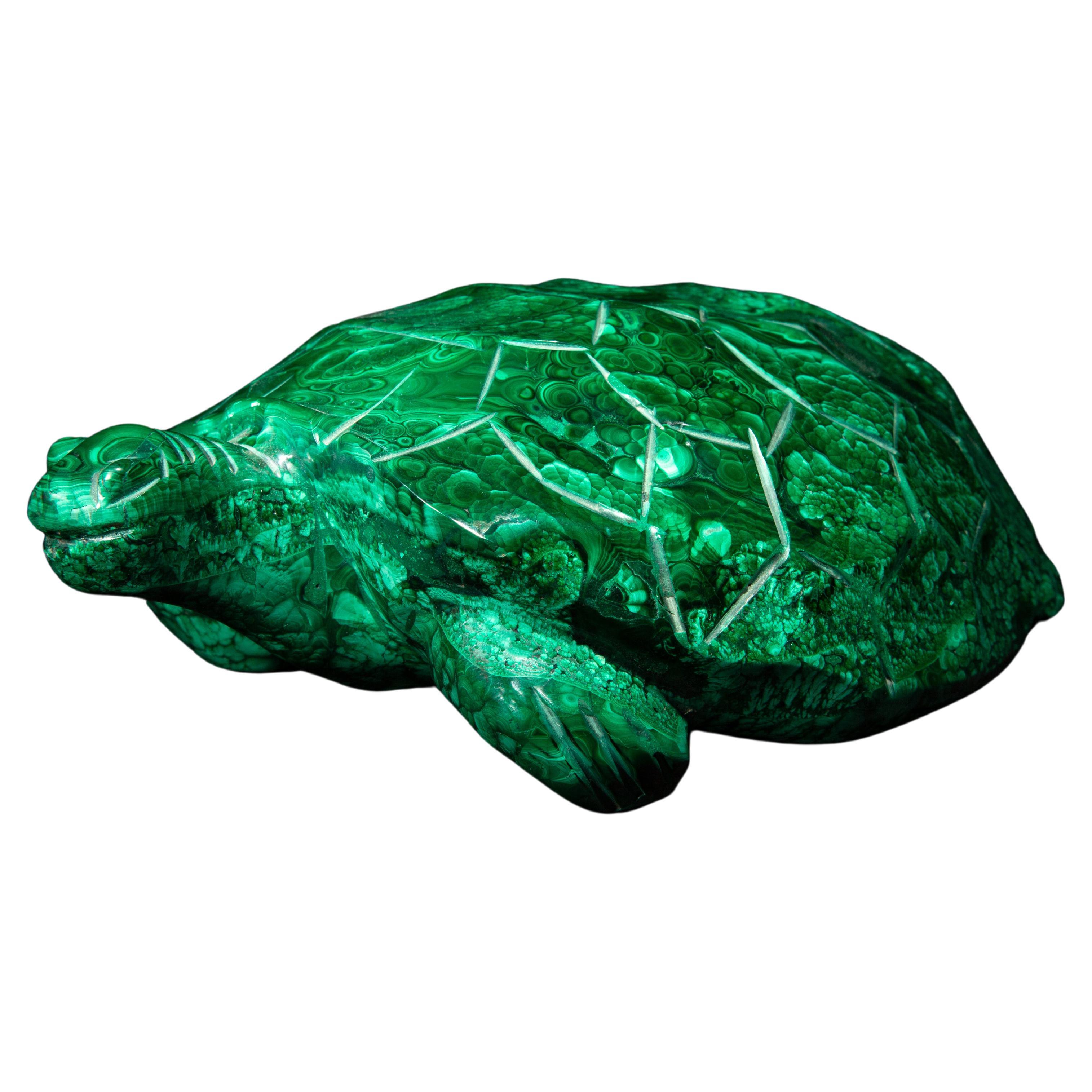 Turtle en malachite, 8,5"