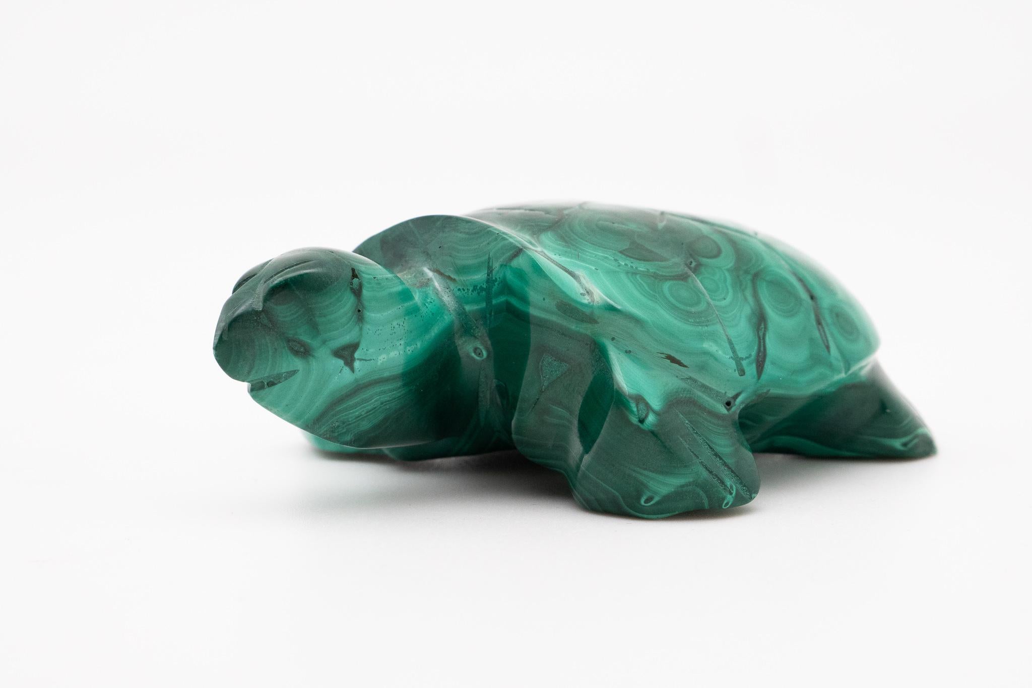 Congolese Malachite Turtle Carving