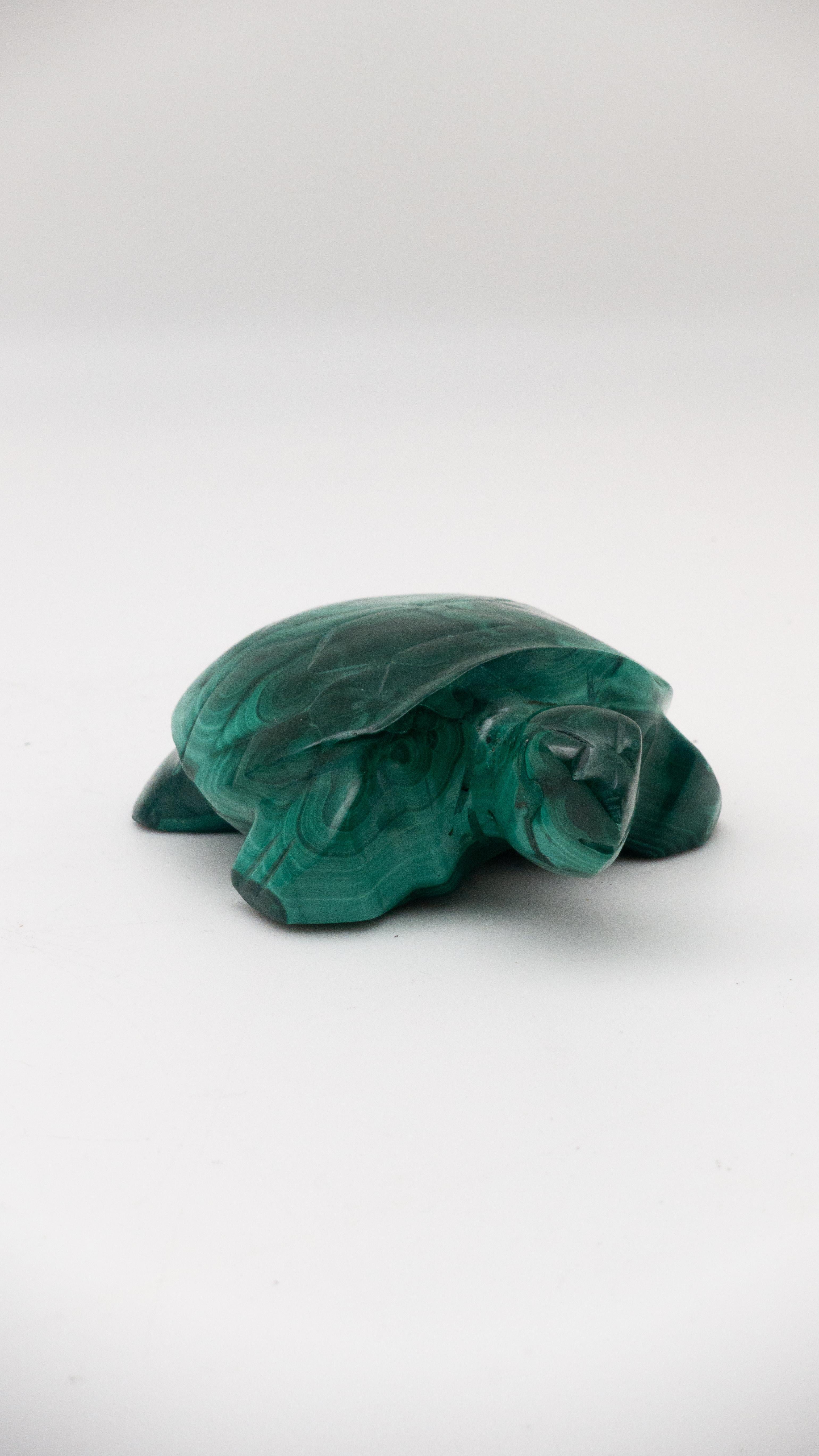 Hand-Carved Malachite Turtle Carving
