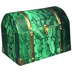 Malachite Veneered and Brass Domed Box