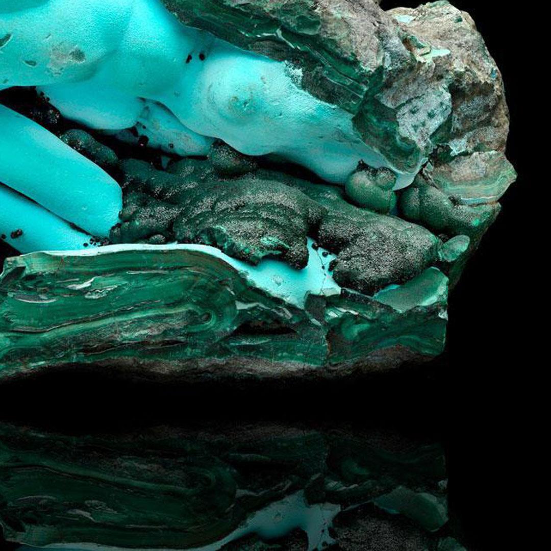 Cristallo di rocca Malachite con crisocolla - 14 lb in vendita
