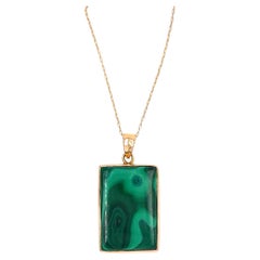 Malachite Yellow Gold Pendant Necklace