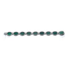 Malachites and Diamonds White Gold Bracelet