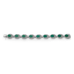 Malachites and Diamonds White Gold Bracelet