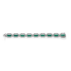 Malachites and Diamonds White Gold Bracelet