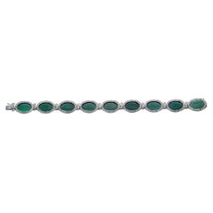 Malachites and Diamonds White Gold Bracelet