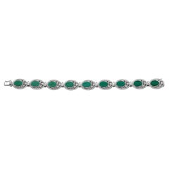 Malachites and Diamonds White Gold Bracelet