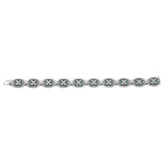 Malachites and Diamonds White Gold Bracelet