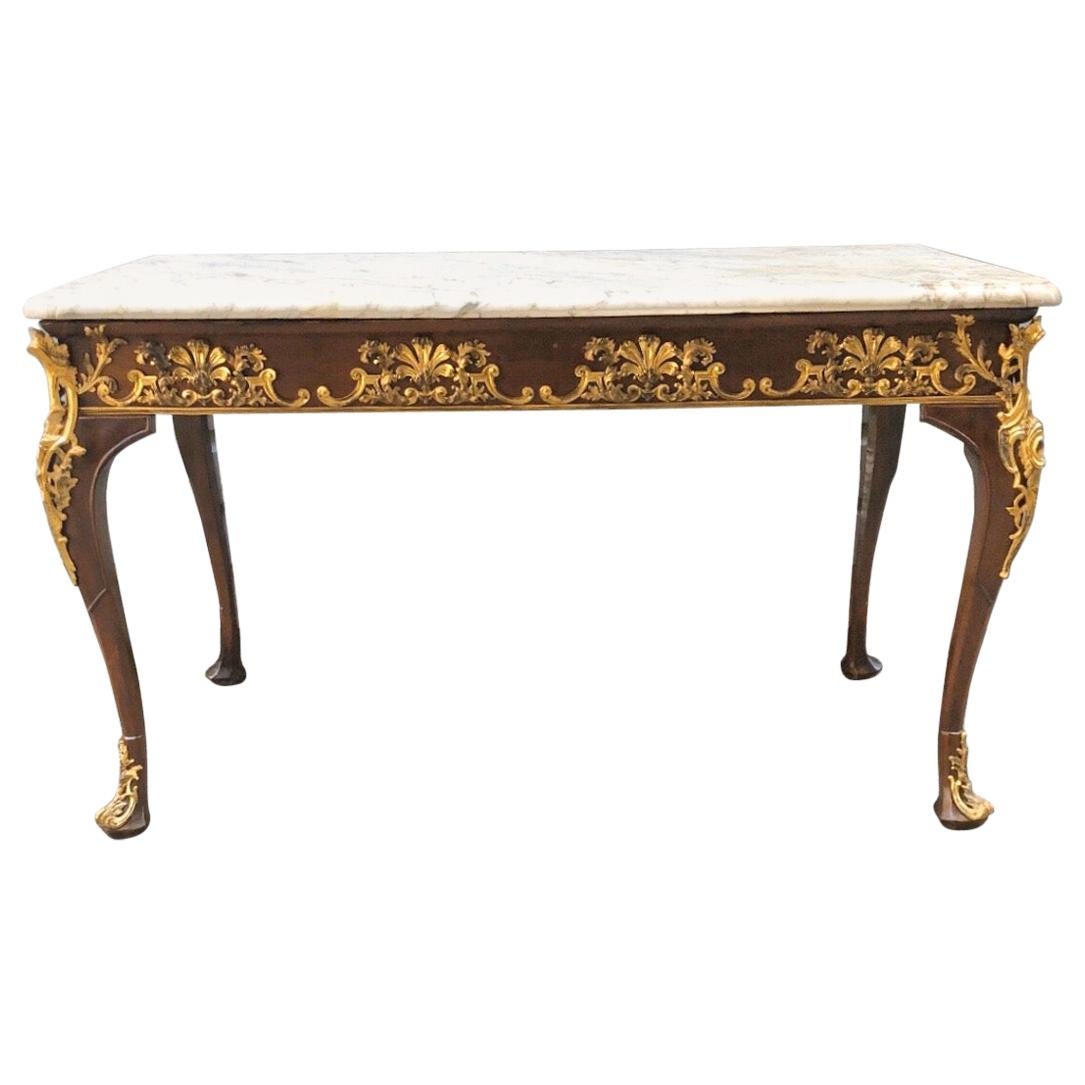 Table console / dalle en acajou et plateau en marbre irlandais George II du château de Malahide