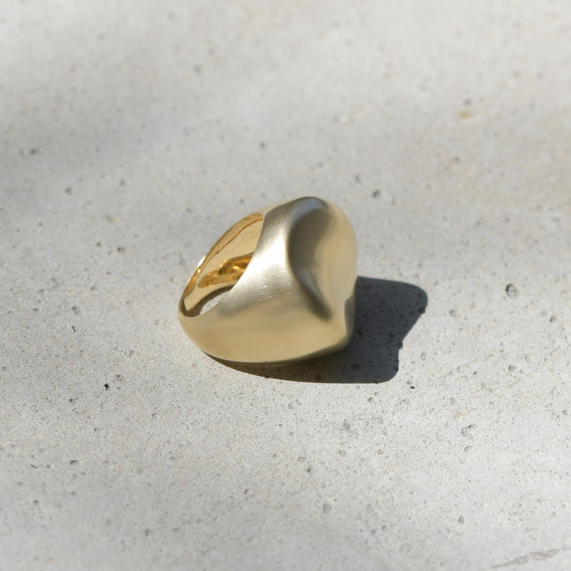 Malak Round Ring in Pure 18K Satin-Finish Hand Brushed Gold  5
