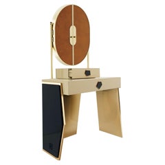 Malala Light Ivory Console or Dressing Table in Lacquered Wood & Polished Brass