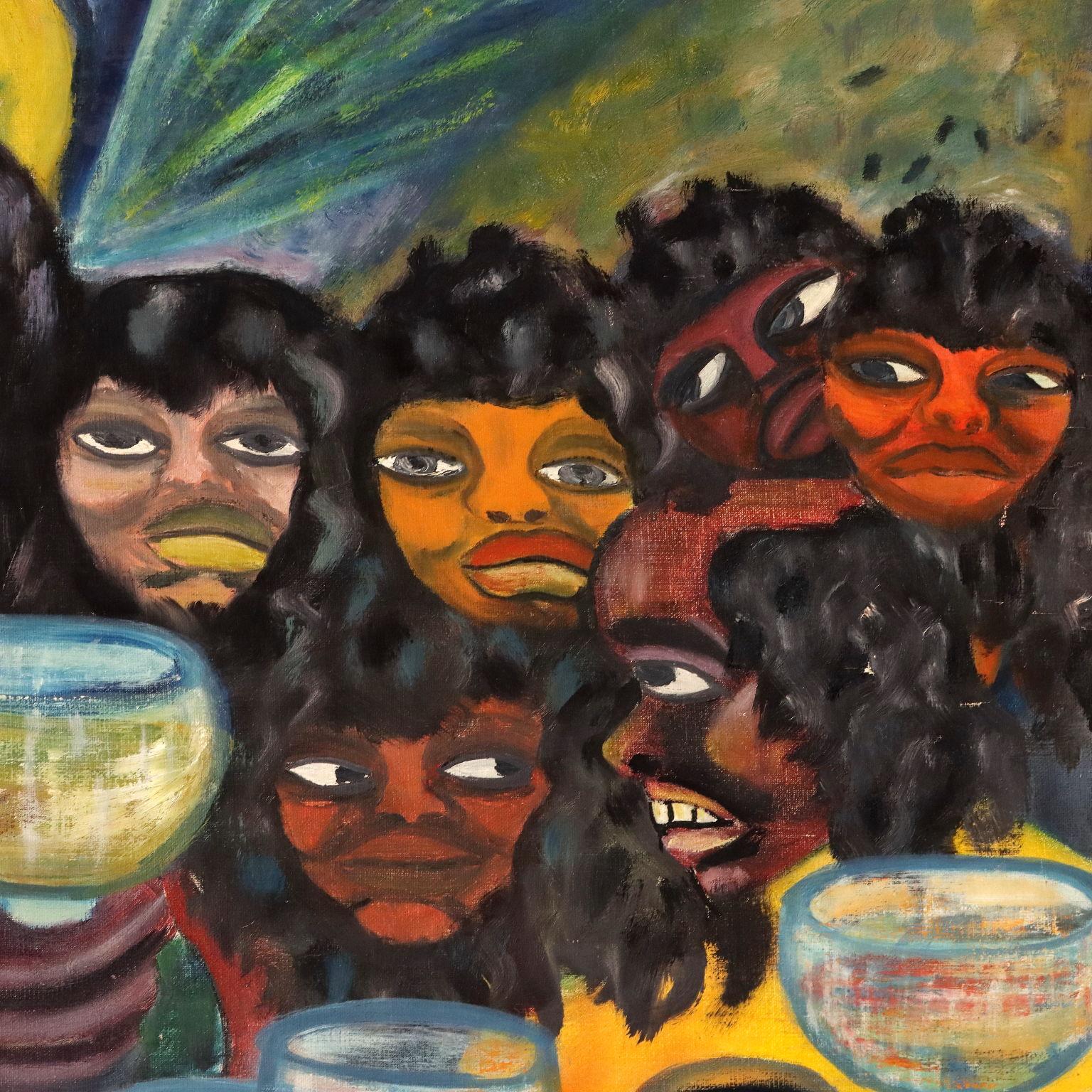 Olio su tela. Firmato e datato in basso a sinistra Al retro è presente manoscritta e firmata dall'a rtista, una preghiera a Gesù in portoghese.
Malangatana fu un artista ( poeta, pittore, musicista) mozambicano, nonchè attivista politico per il suo