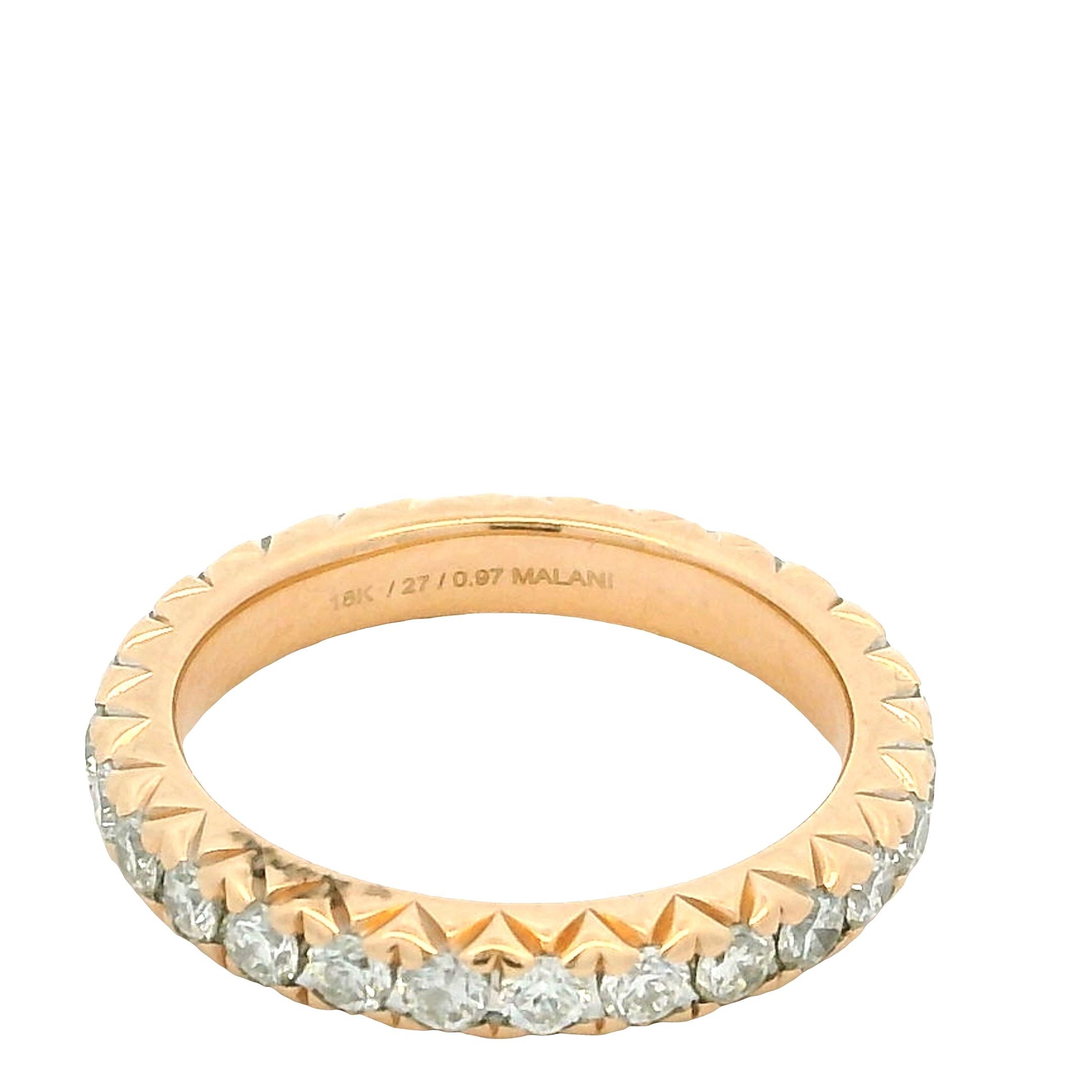 Malani 18K Rose Gold Diamant Pyramide Eternity Band Ring, 0,97 Karat (Rundschliff) im Angebot