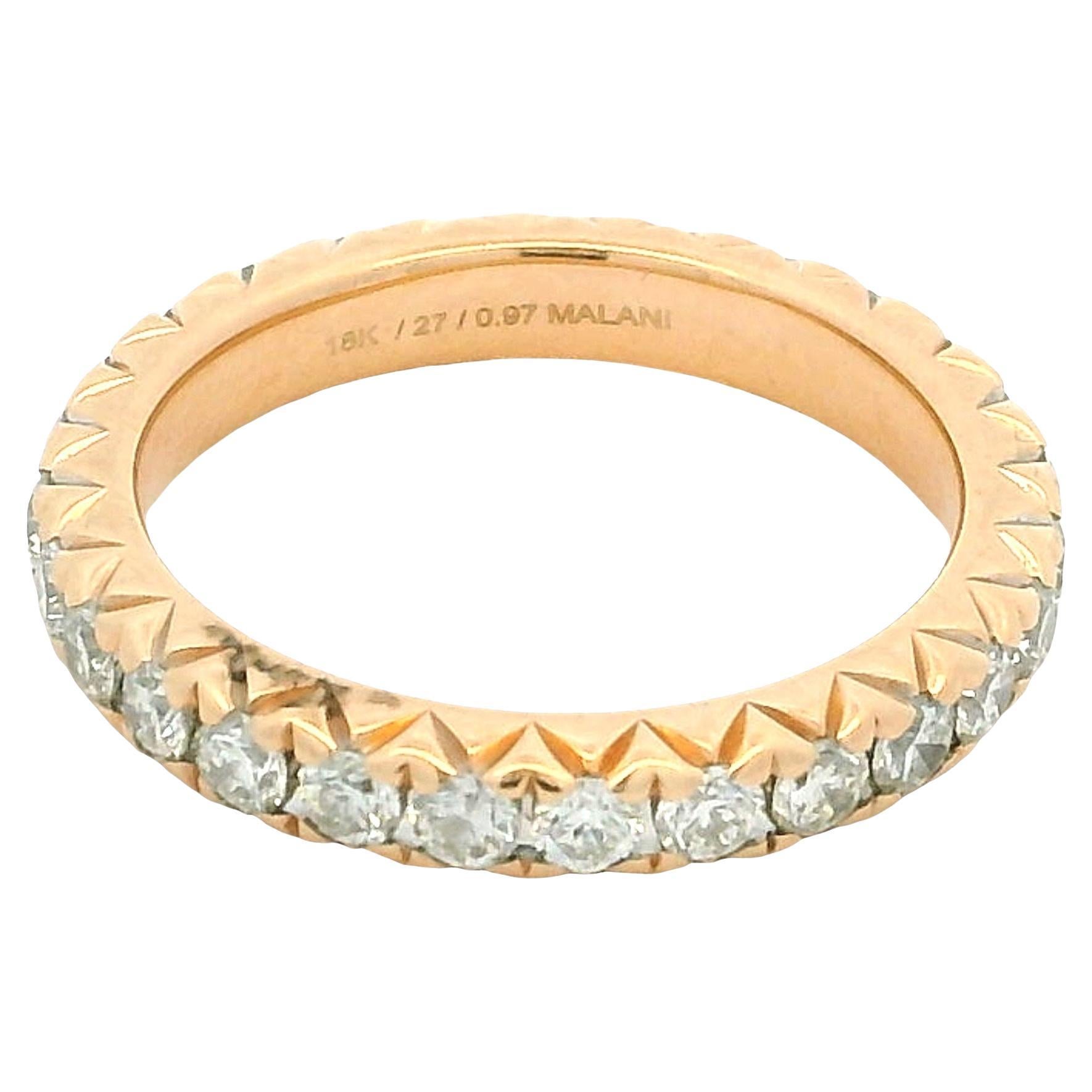 Malani 18K Rose Gold Diamond Pyramid Eternity Band Ring, 0.97 Carat For Sale