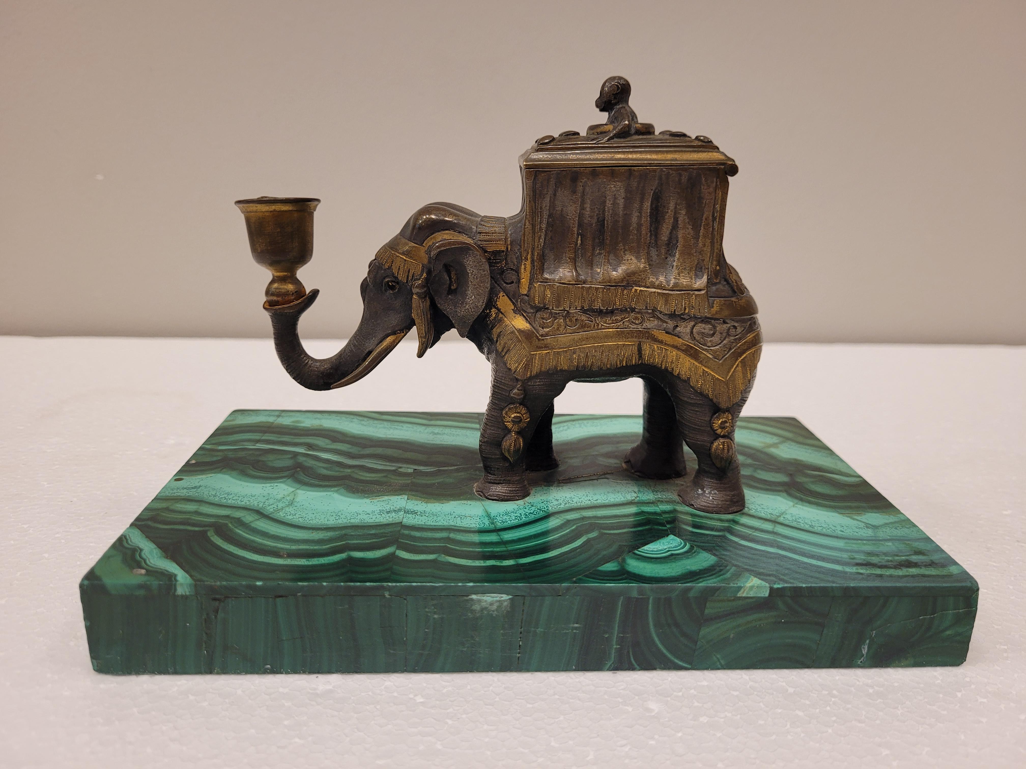 Women's or Men's Malaquita bronce French Elephant candle and lighter Napoleón III