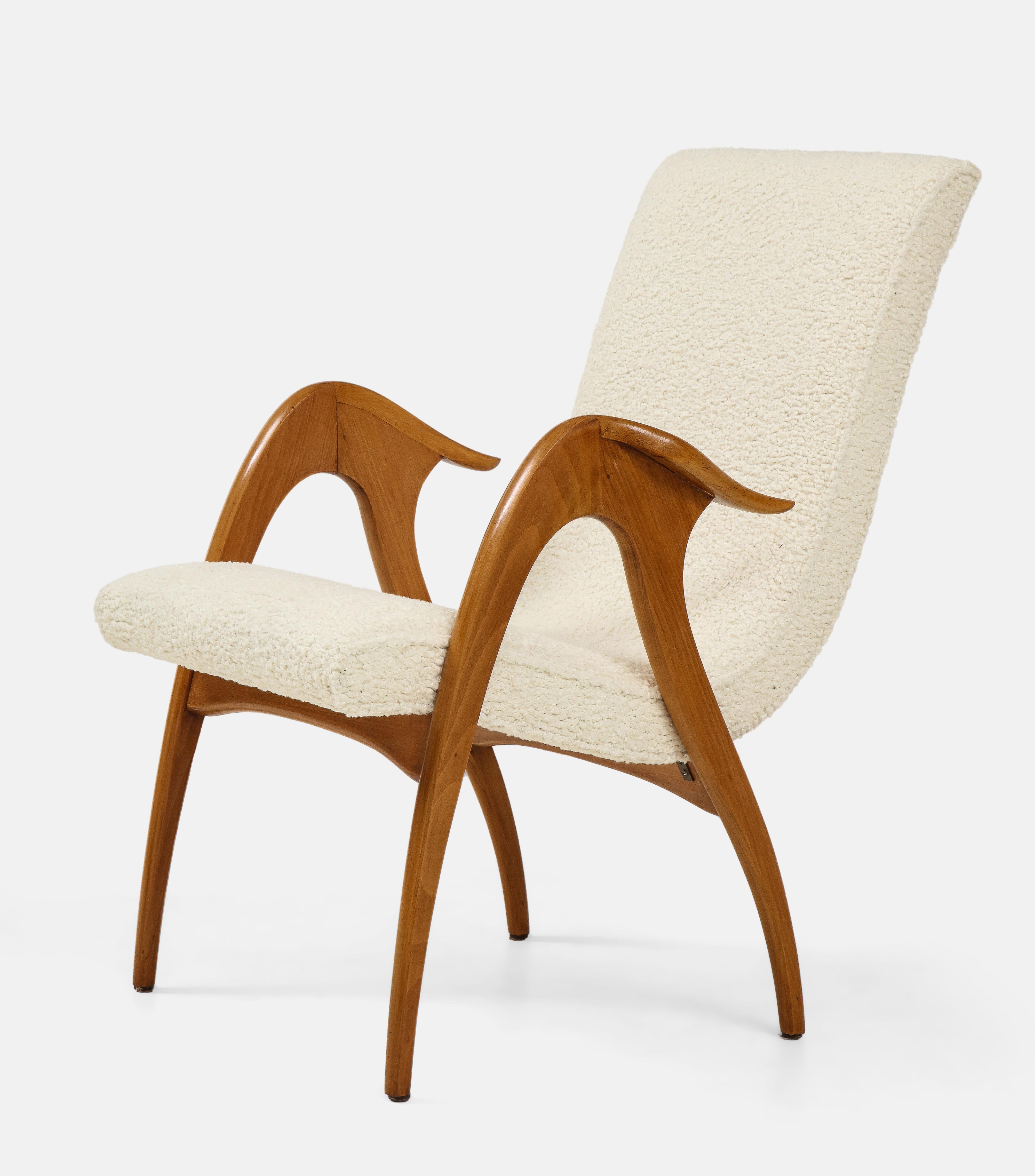 Fabric Malatesta and Mason Pair of Sculptural Armchairs in Ivory Bouclé