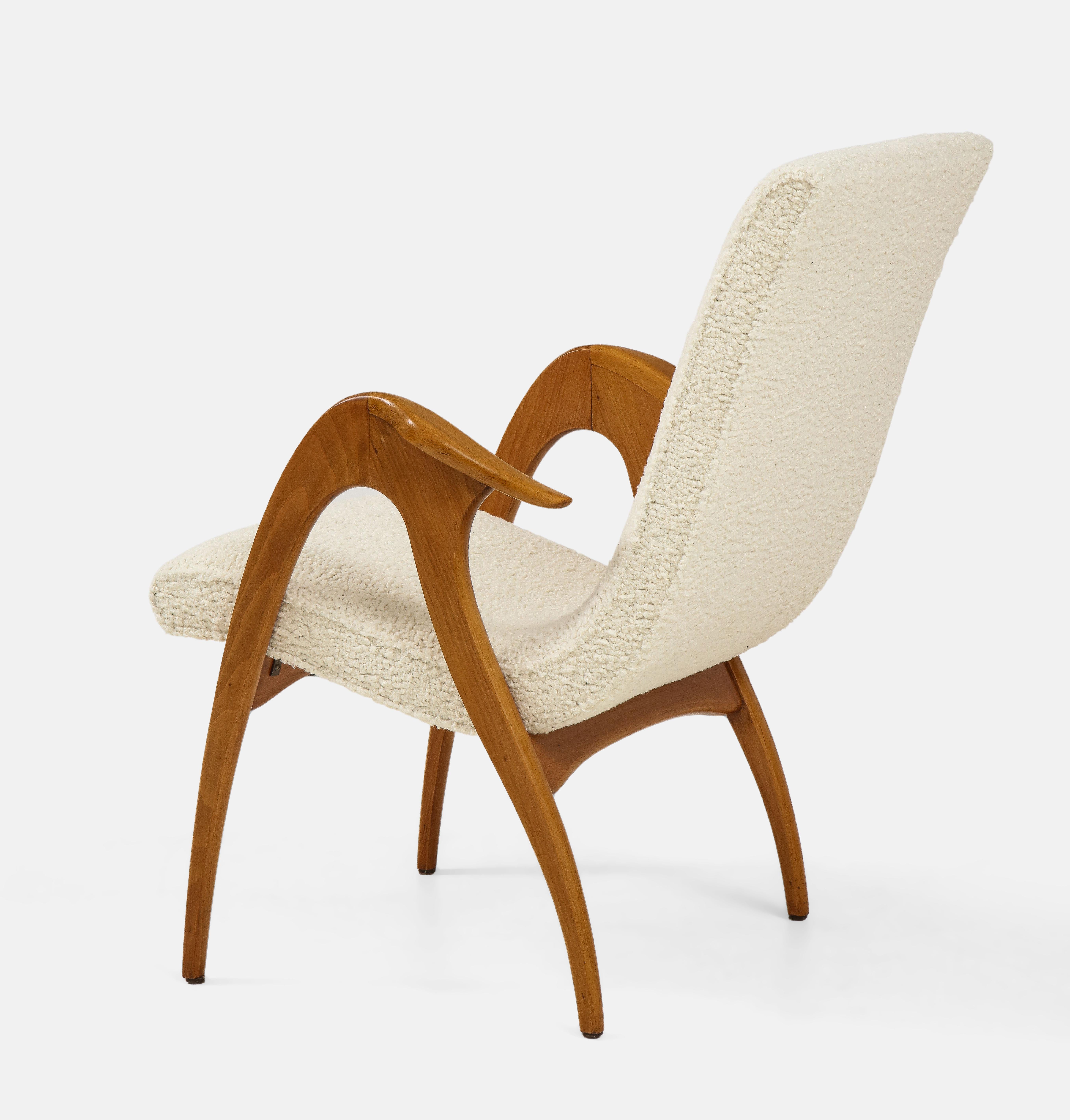 Malatesta and Mason Pair of Sculptural Armchairs in Ivory Bouclé 2