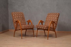 Malatesta e Mason Beech Wood and Fabric MidCentury ArmChairs, 1950