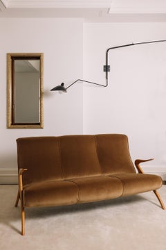 Divano a tre posti in velluto Pierre Frey di Malatesta and Mason, metà del secolo scorso