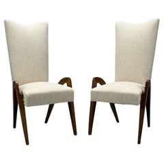 Malatesta & Masson, Beige Fabric, Wood, Occasional Chairs, Italy, 1950s