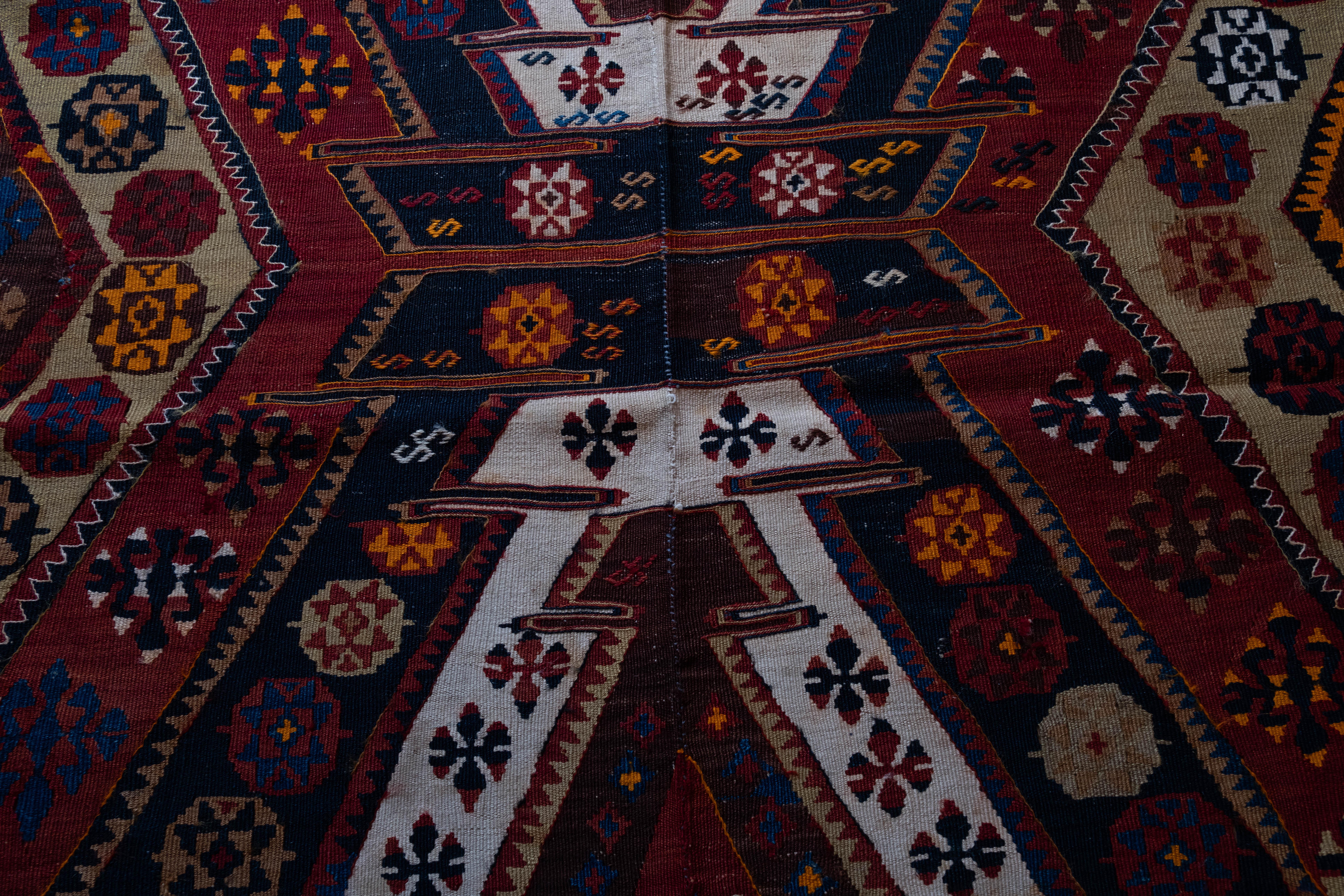 20th Century Malatya Kilim Rug Wool Old Vintage Eastern Anatolian Turkish Carpet For Sale