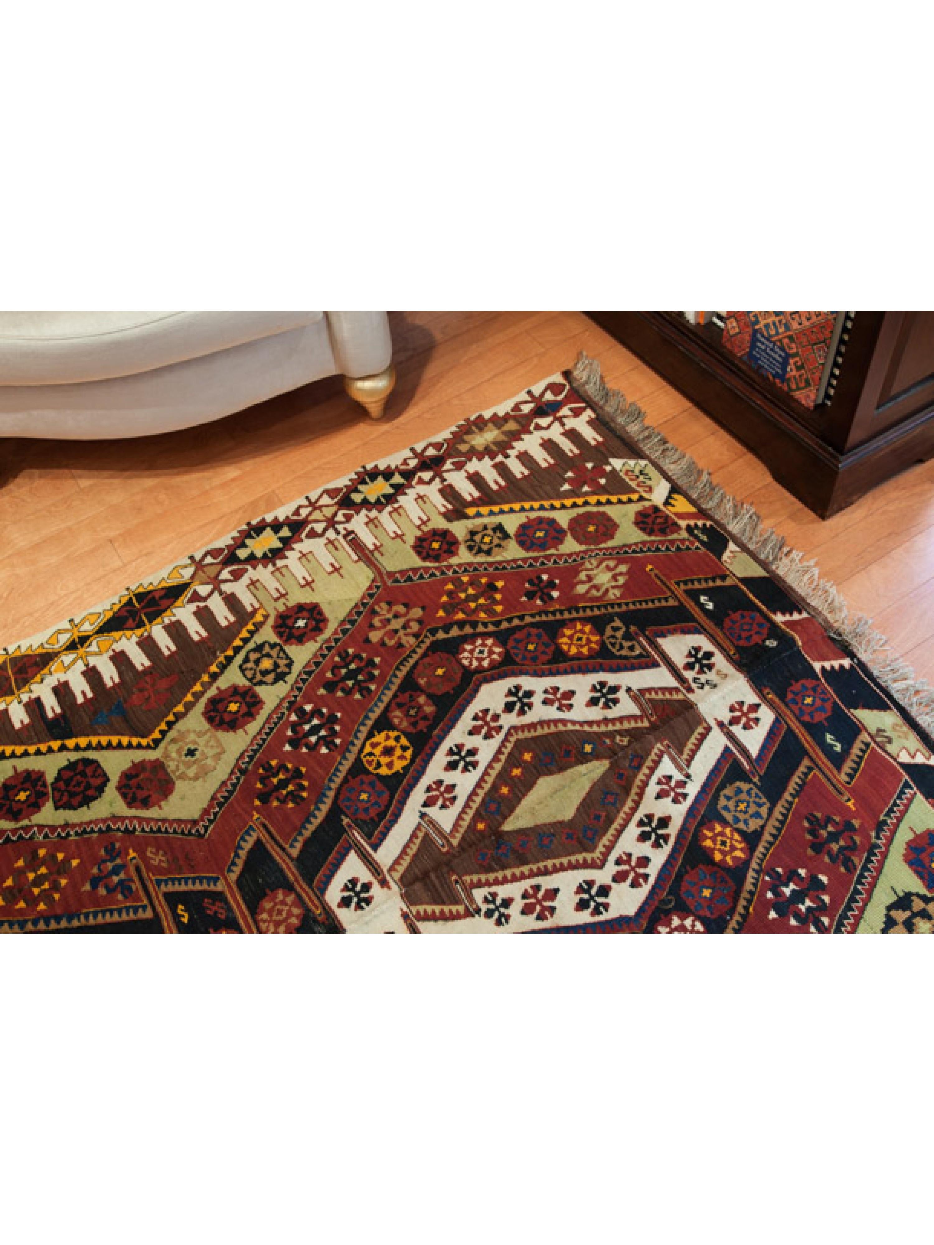 Malatya Kelim-Teppich aus Wolle Old Vintage Ost Anatolian Türkischer Teppich im Angebot 1