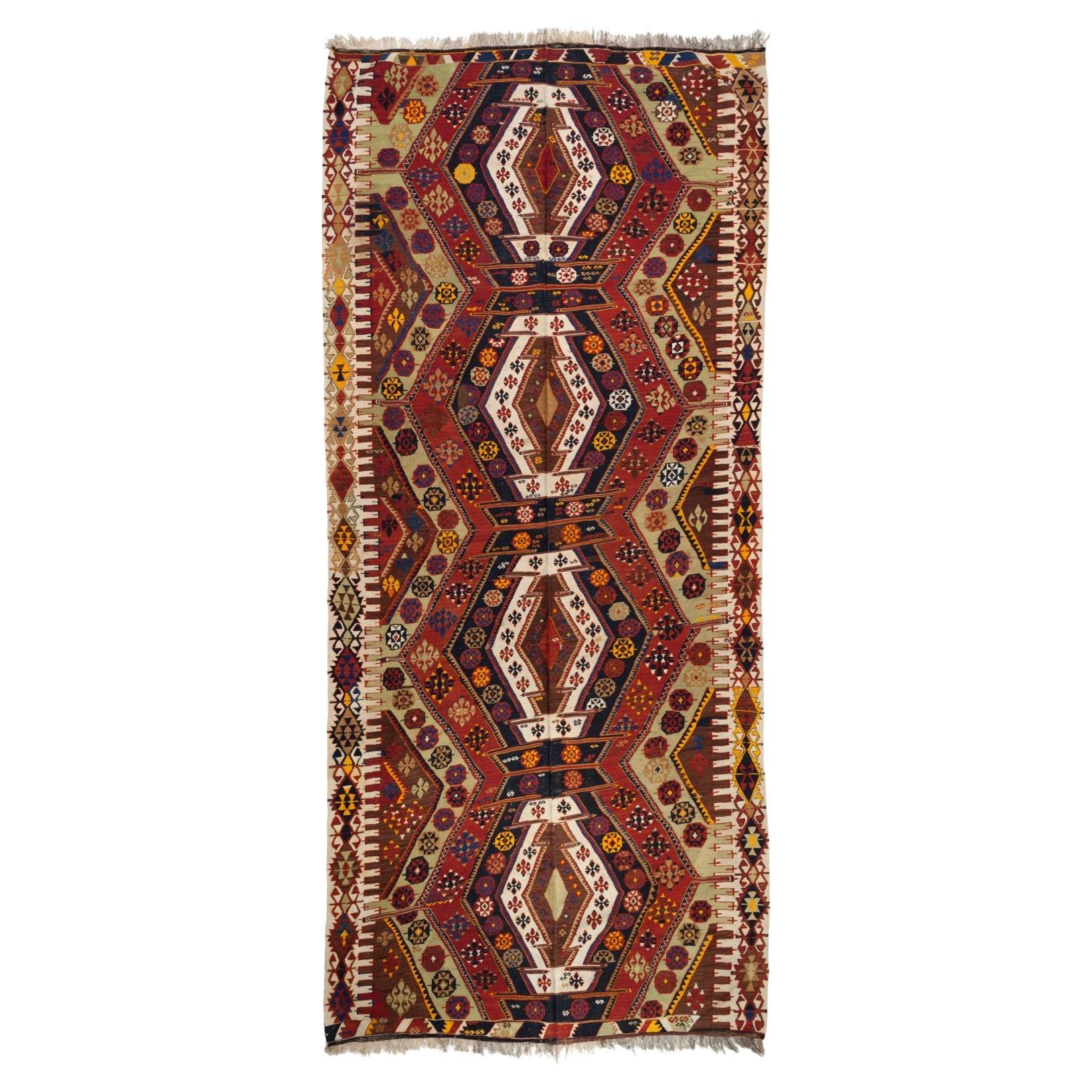 Malatya Kilim Rug Wool Old Vintage Eastern Anatolian Turkish Carpet For Sale