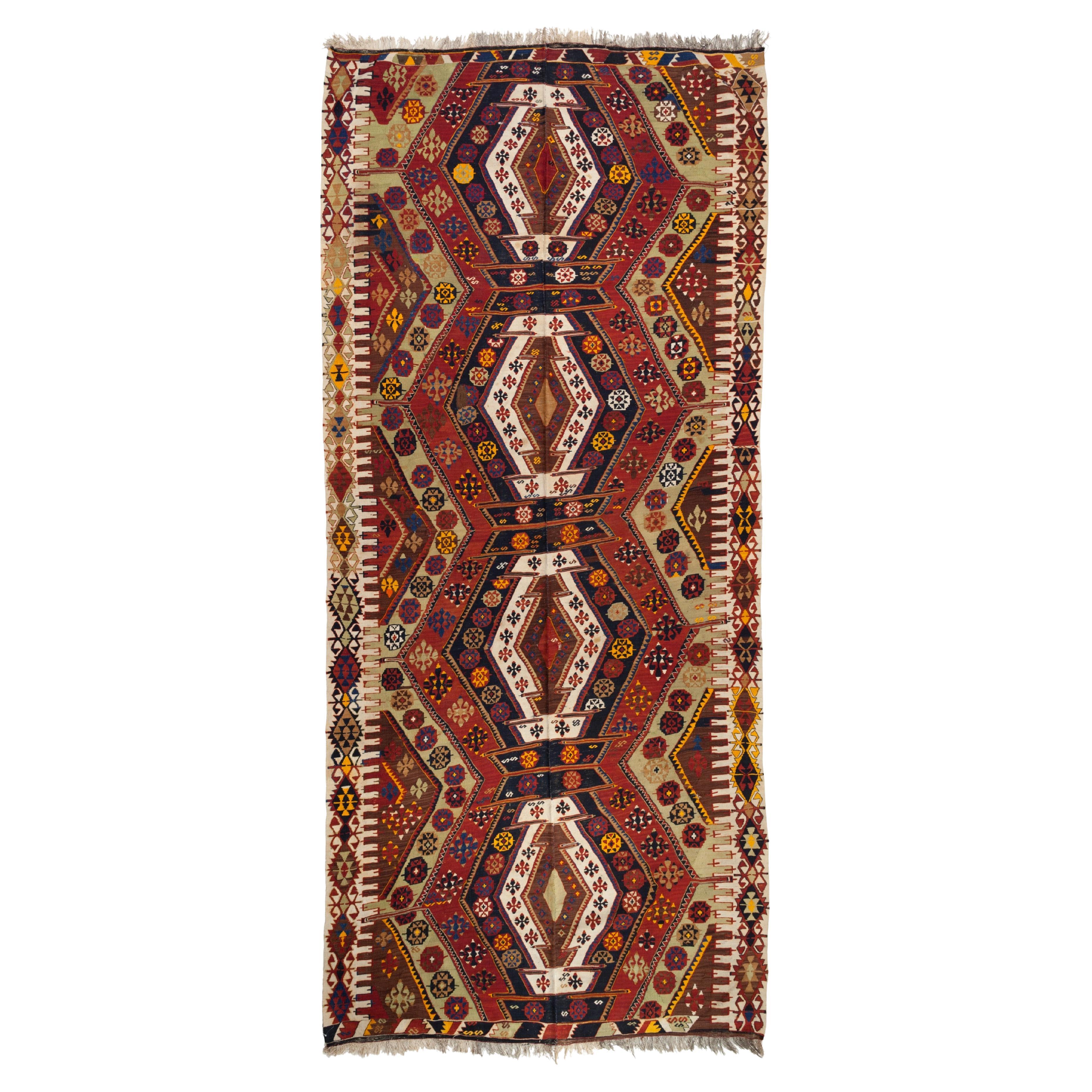 Malatya Kelim-Teppich aus Wolle Old Vintage Ost Anatolian Türkischer Teppich