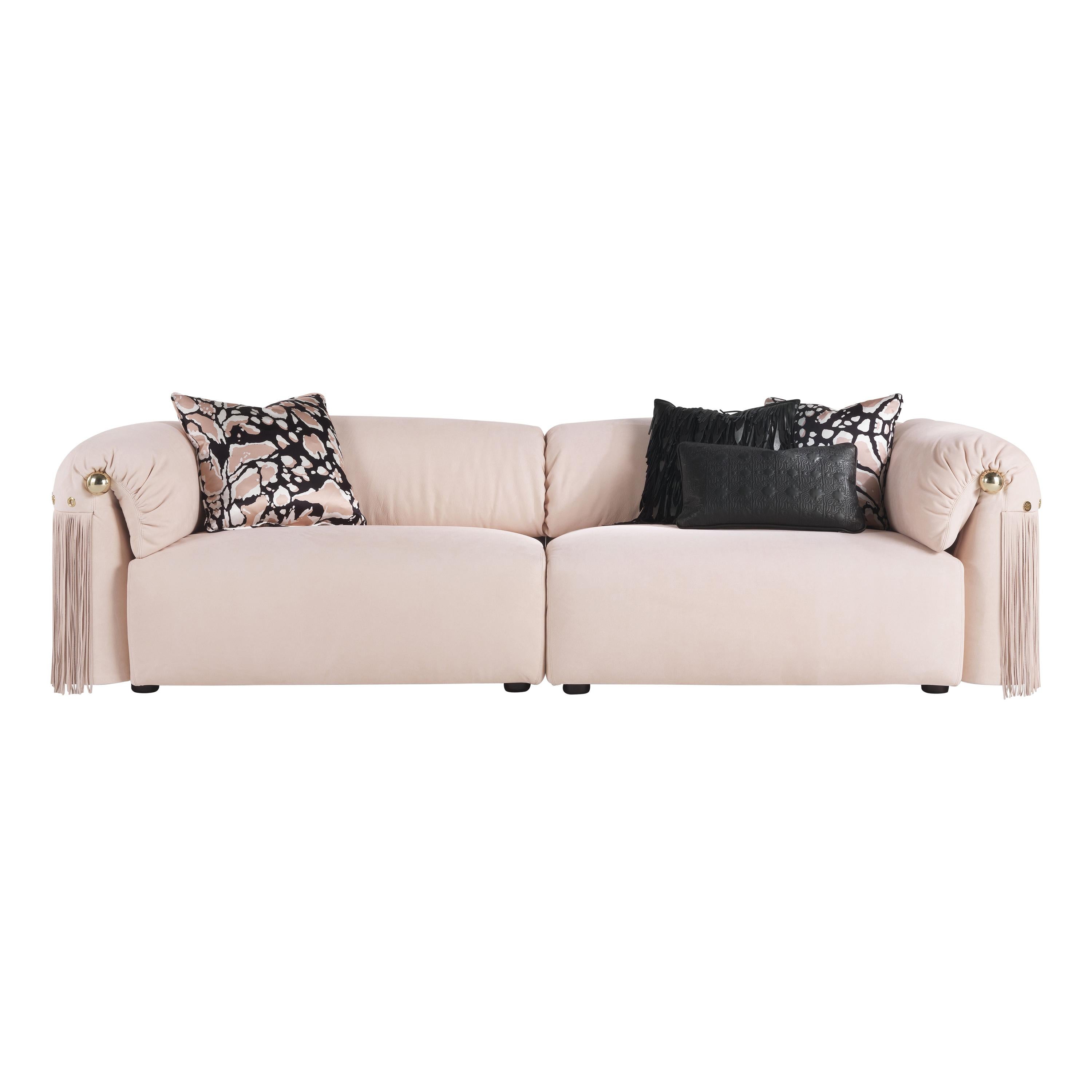 21st Century Malawi Sofa in Pink Leather by Roberto Cavalli Home Interiors For Sale