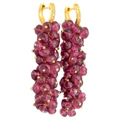 Malawi Rhodolite Garnet Earrings with 14K Solid Yellow Gold