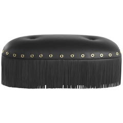 Pouf Malawi du 21e siècle en cuir noir par Roberto Cavalli Home Interiors