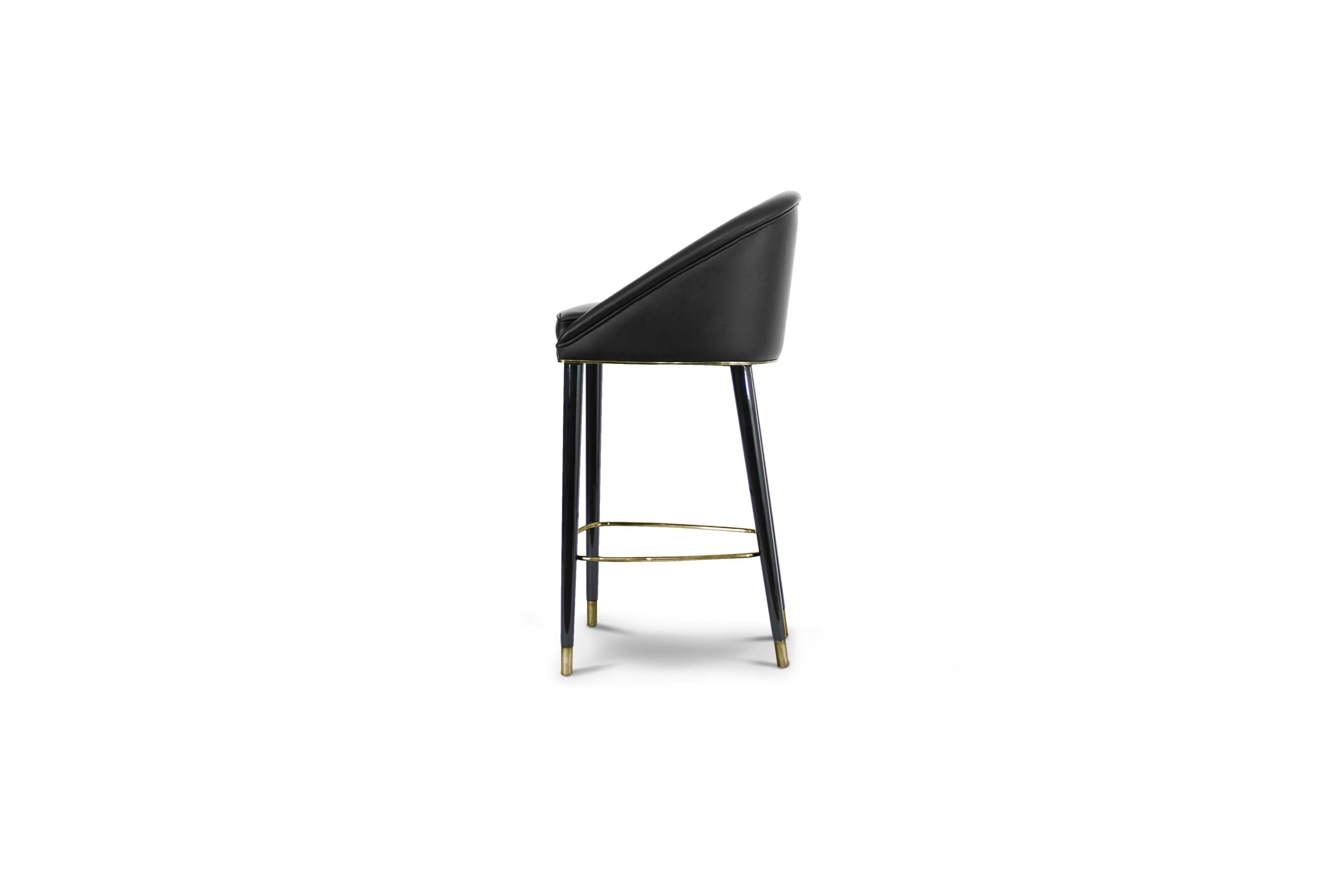 Malay Bar Chair In Velvet With Aged Brass Details For Sale At 1stdibs