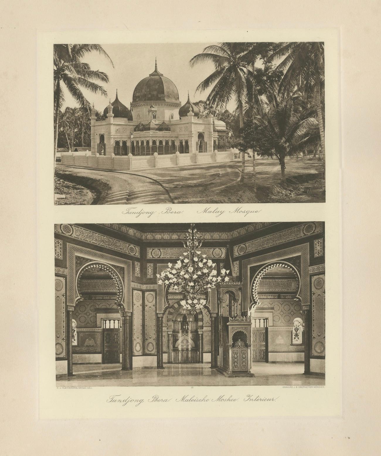 Mosquée Malayer Tandjong Poera - Photogravure originale des années 1900, Sumatra Indonésie en vente 3