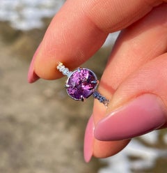 Malaya Garnet 2.07Ct and Diamonds natural gemstones Ring, 14K. Gold, 7.25 US