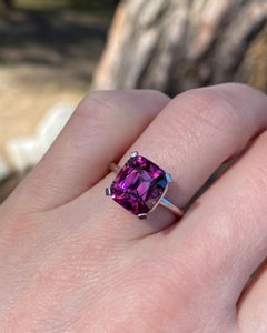 Malaya Garnet 5.06Ct natural gemstone Ring, 18 Karat White Gold, 6.5US, GFCO